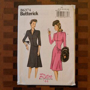 Butterick 6374 - Uncut - Retro '44 - Sizes 6-14 - Shawl Collar Dress